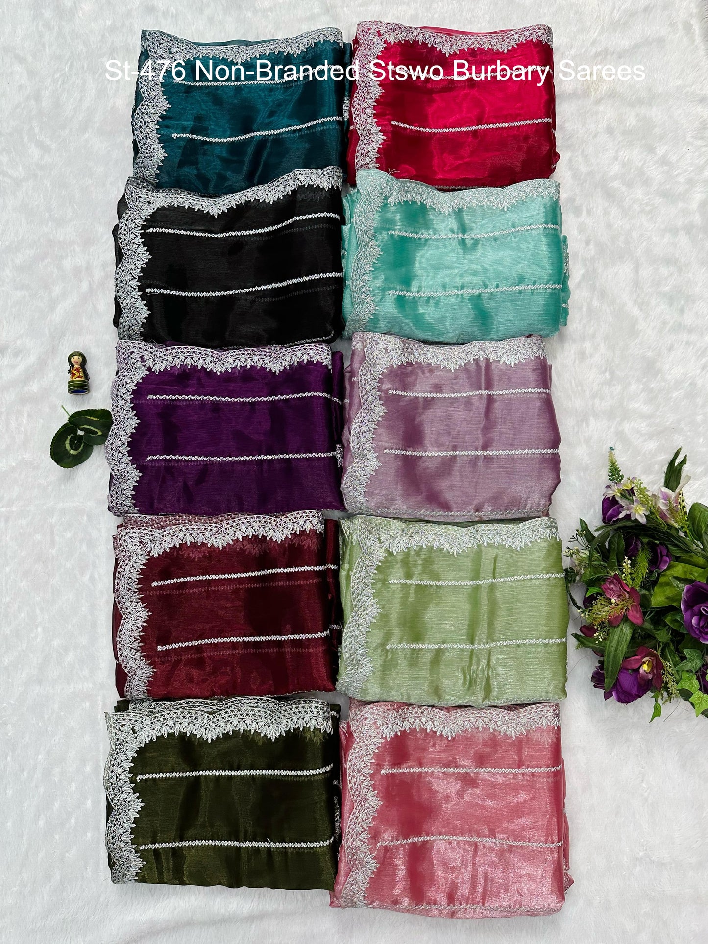 St-476 Non-Branded Stswo Burbary Sarees