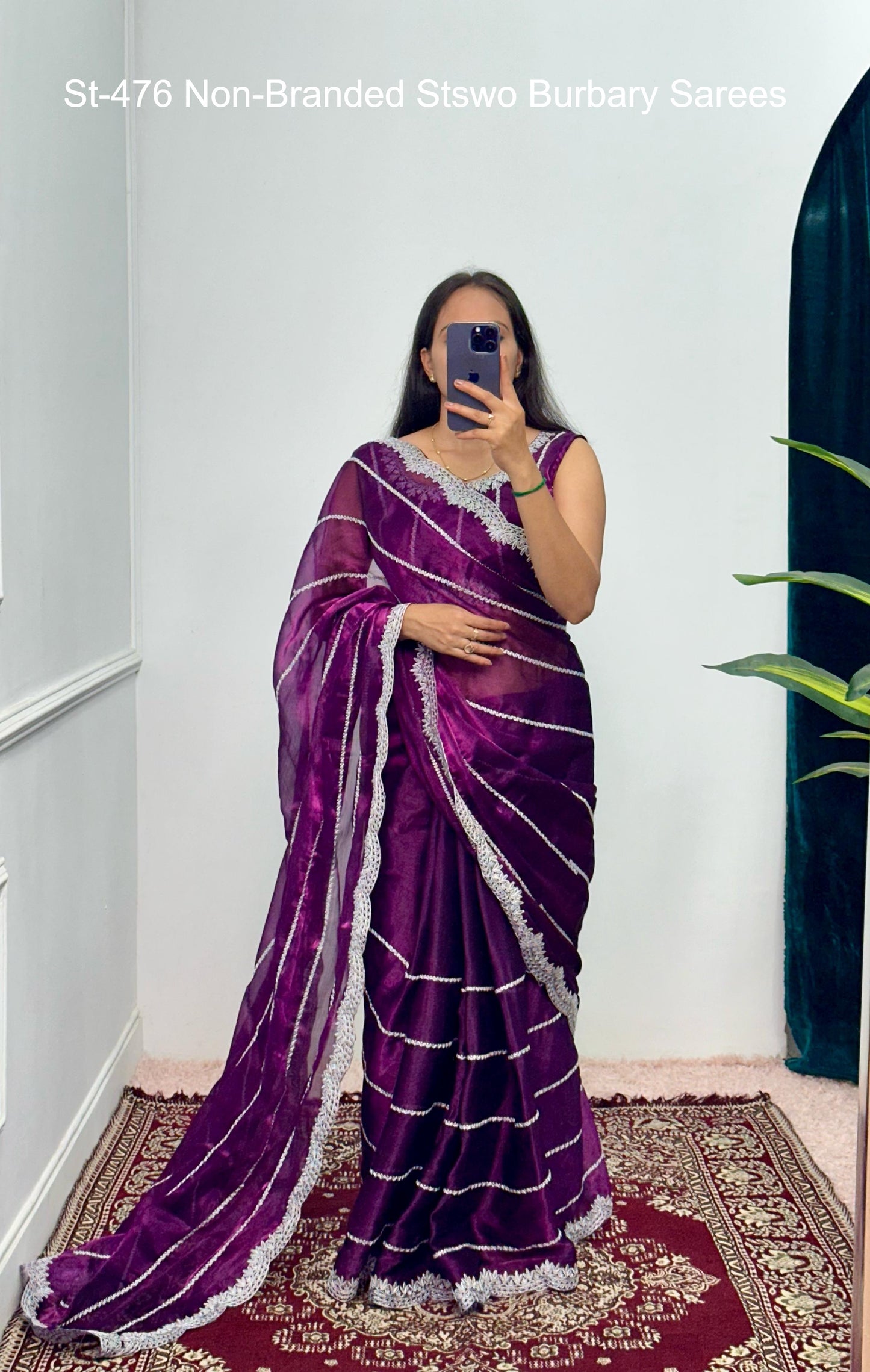 St-476 Non-Branded Stswo Burbary Sarees