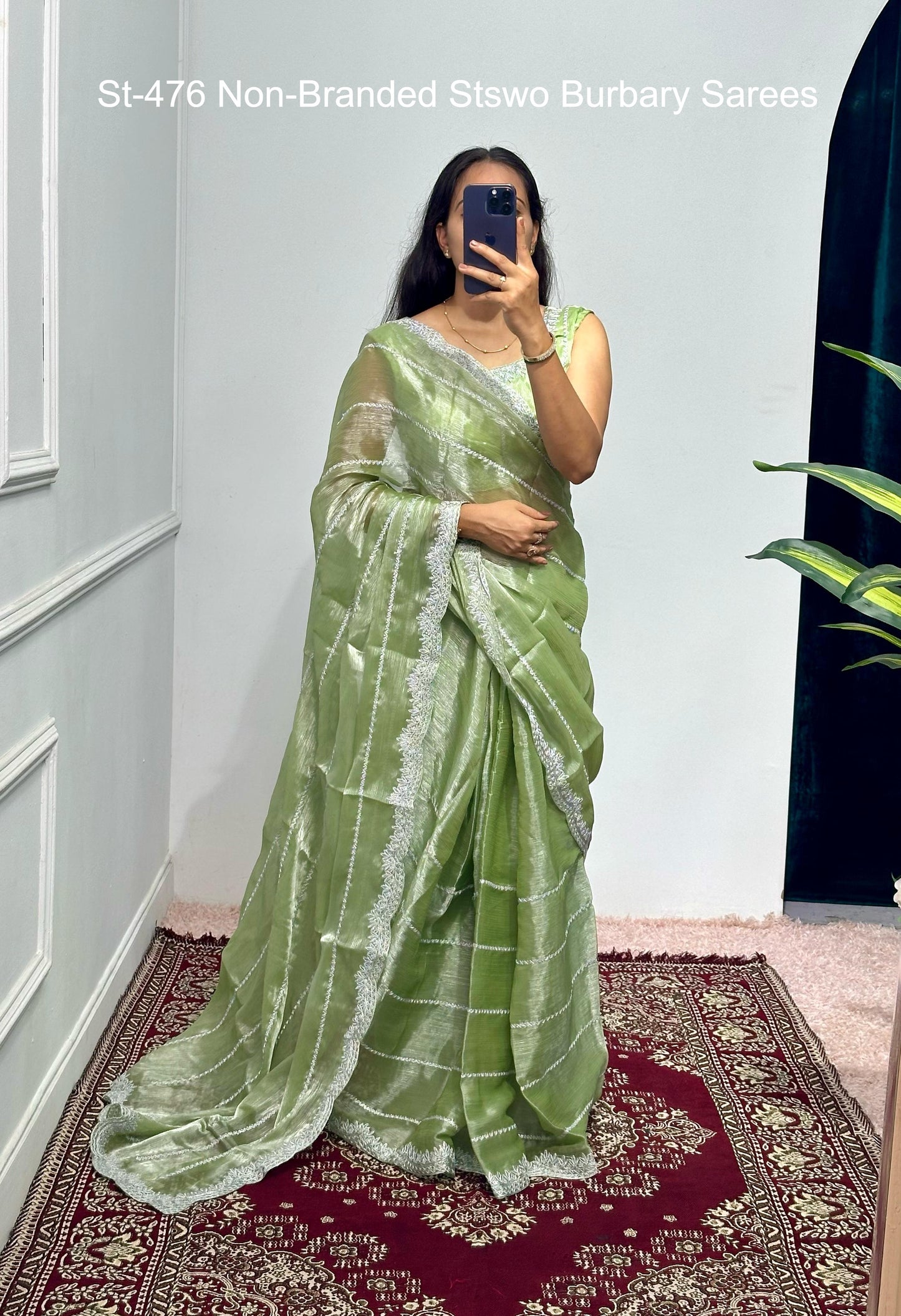 St-476 Non-Branded Stswo Burbary Sarees