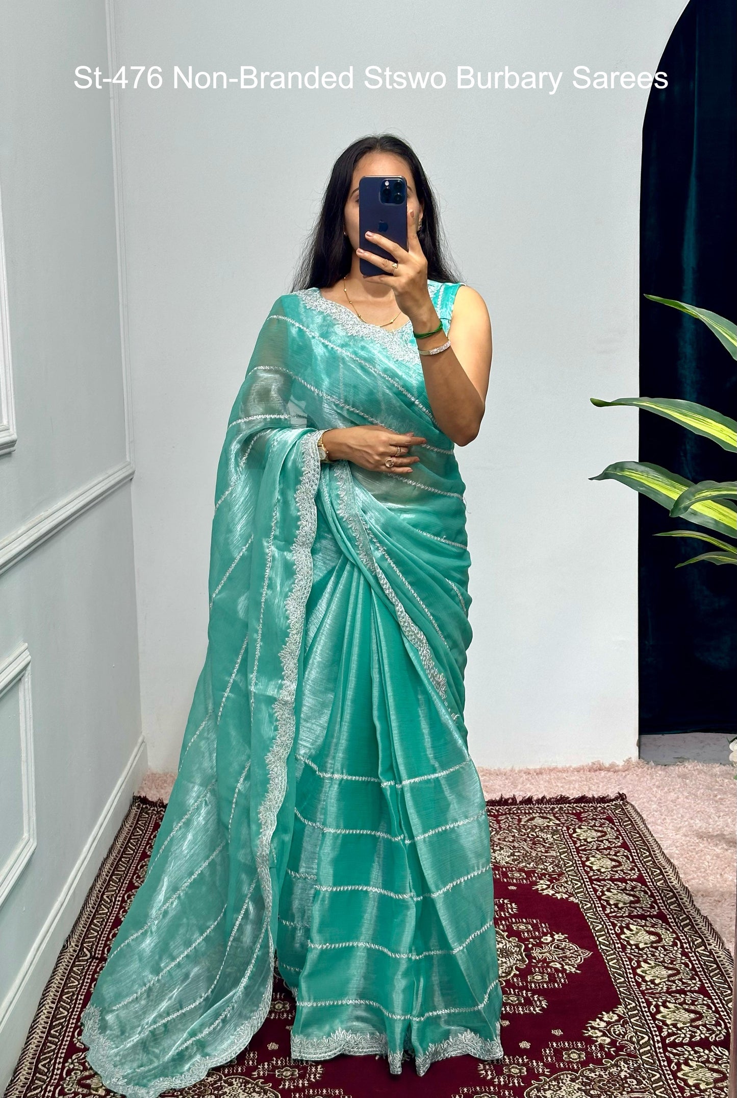 St-476 Non-Branded Stswo Burbary Sarees