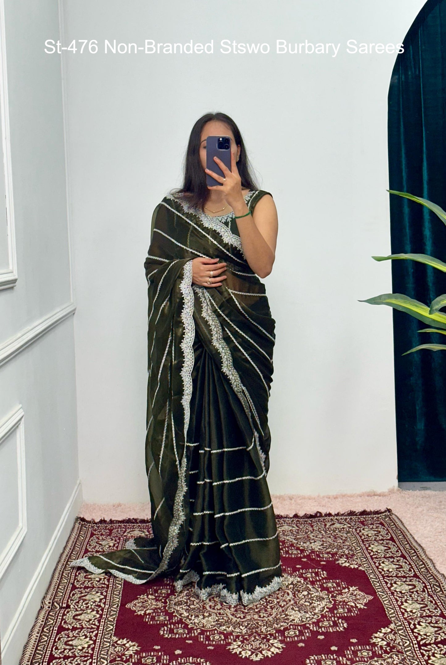 St-476 Non-Branded Stswo Burbary Sarees