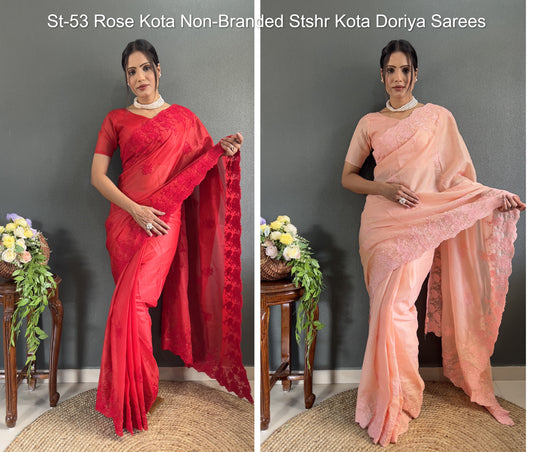 St-53 Rose Kota Non-Branded Stshr Kota Doriya Sarees