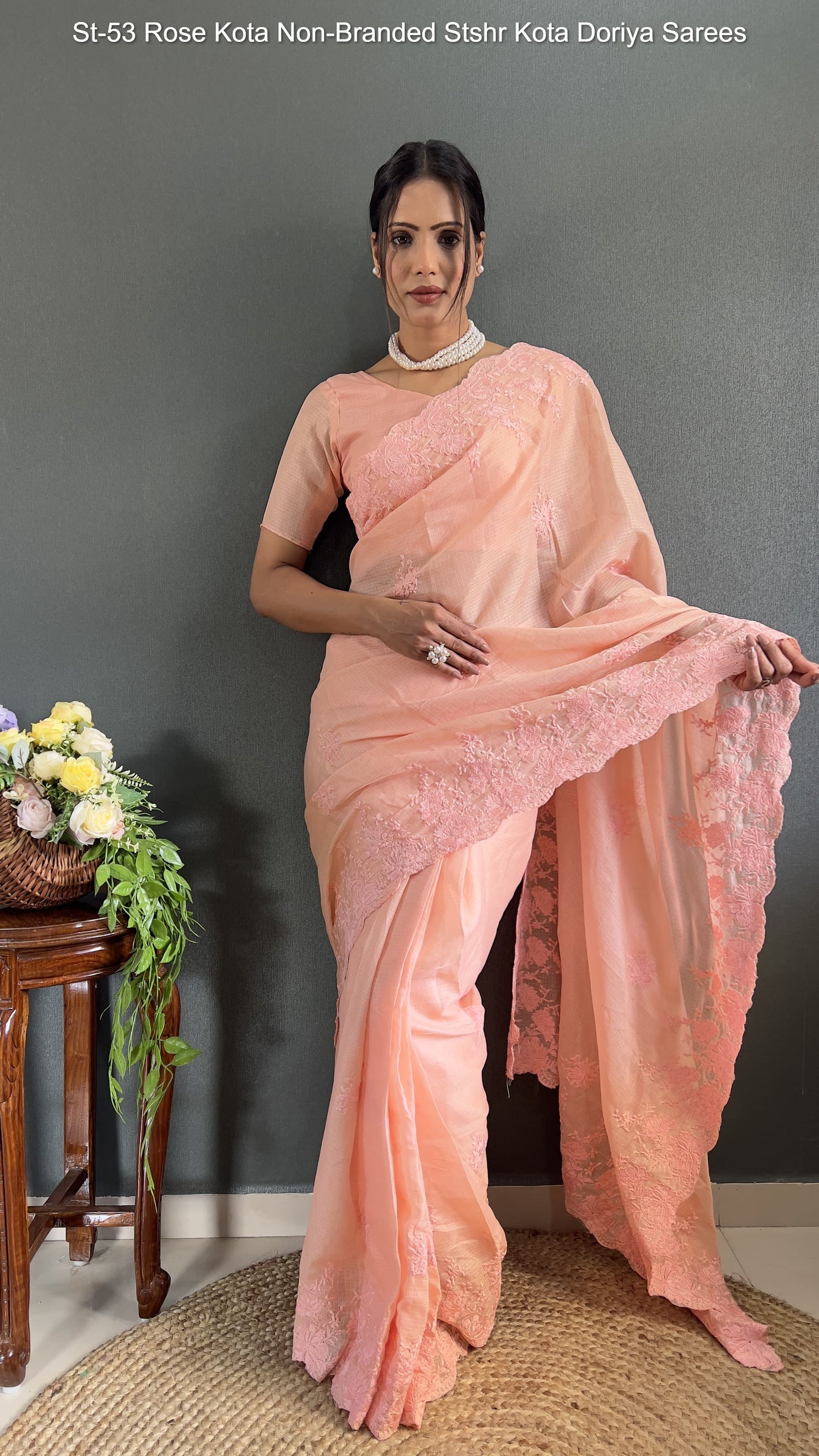 St-53 Rose Kota Non-Branded Stshr Kota Doriya Sarees