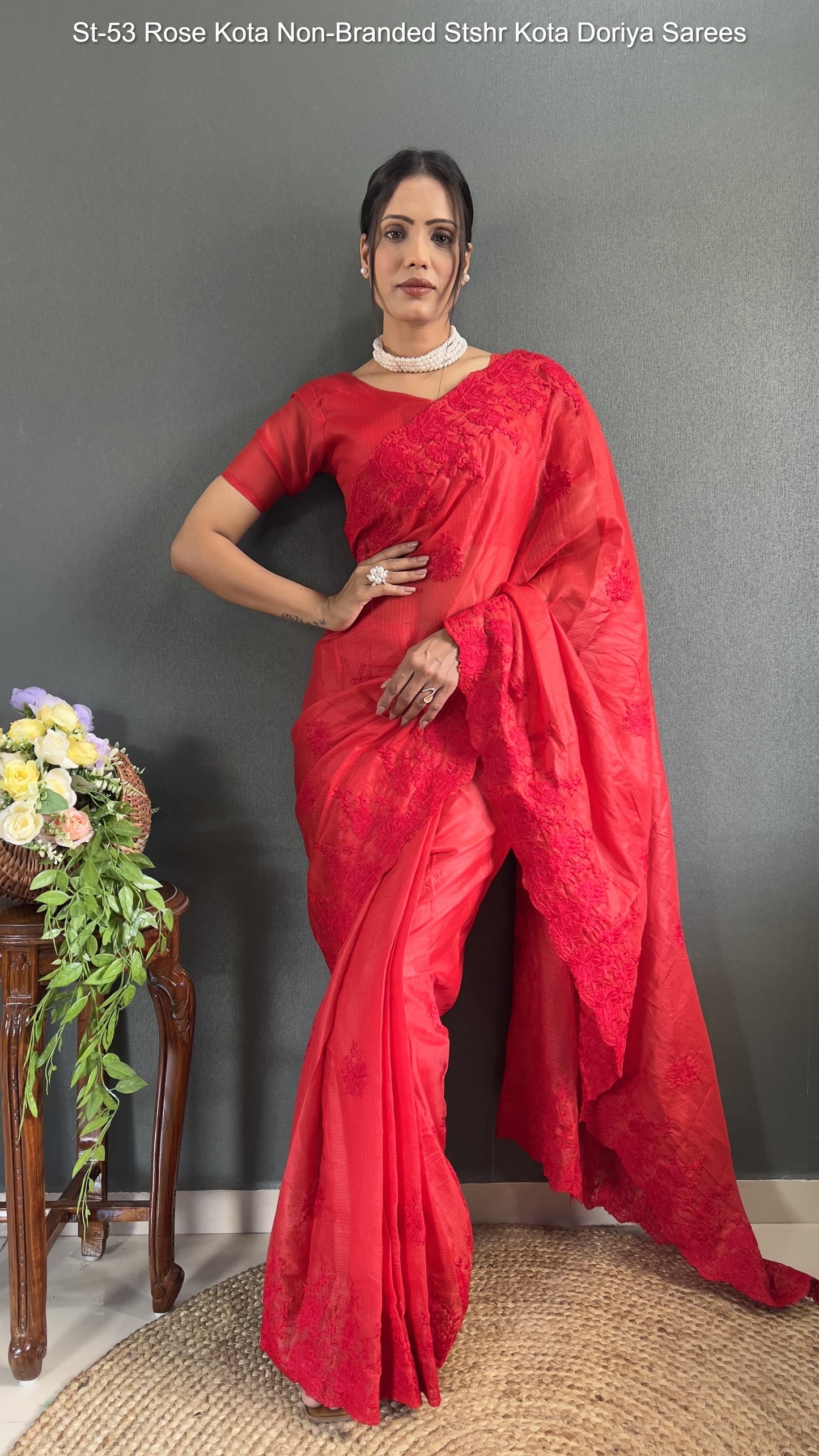 St-53 Rose Kota Non-Branded Stshr Kota Doriya Sarees