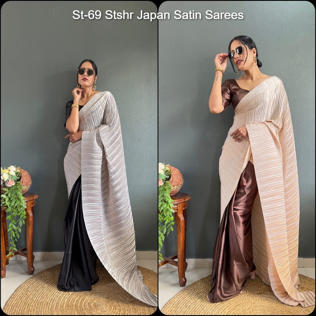 St-69 Stshr Japan Satin Sarees