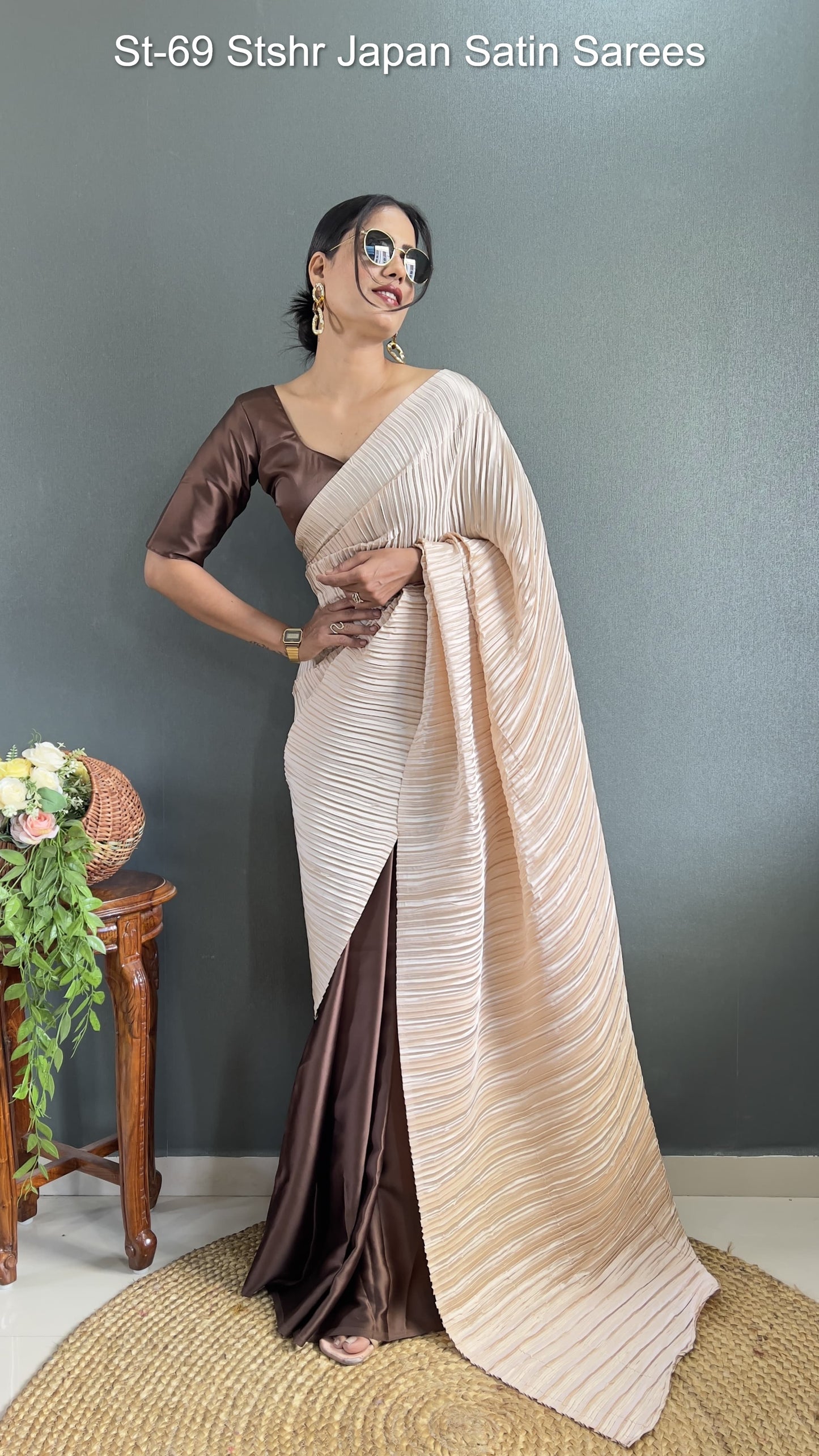 St-69 Stshr Japan Satin Sarees