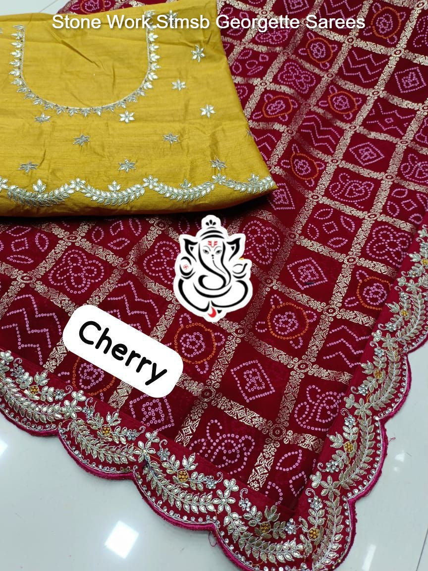 Stone Work Stmsb Georgette Sarees