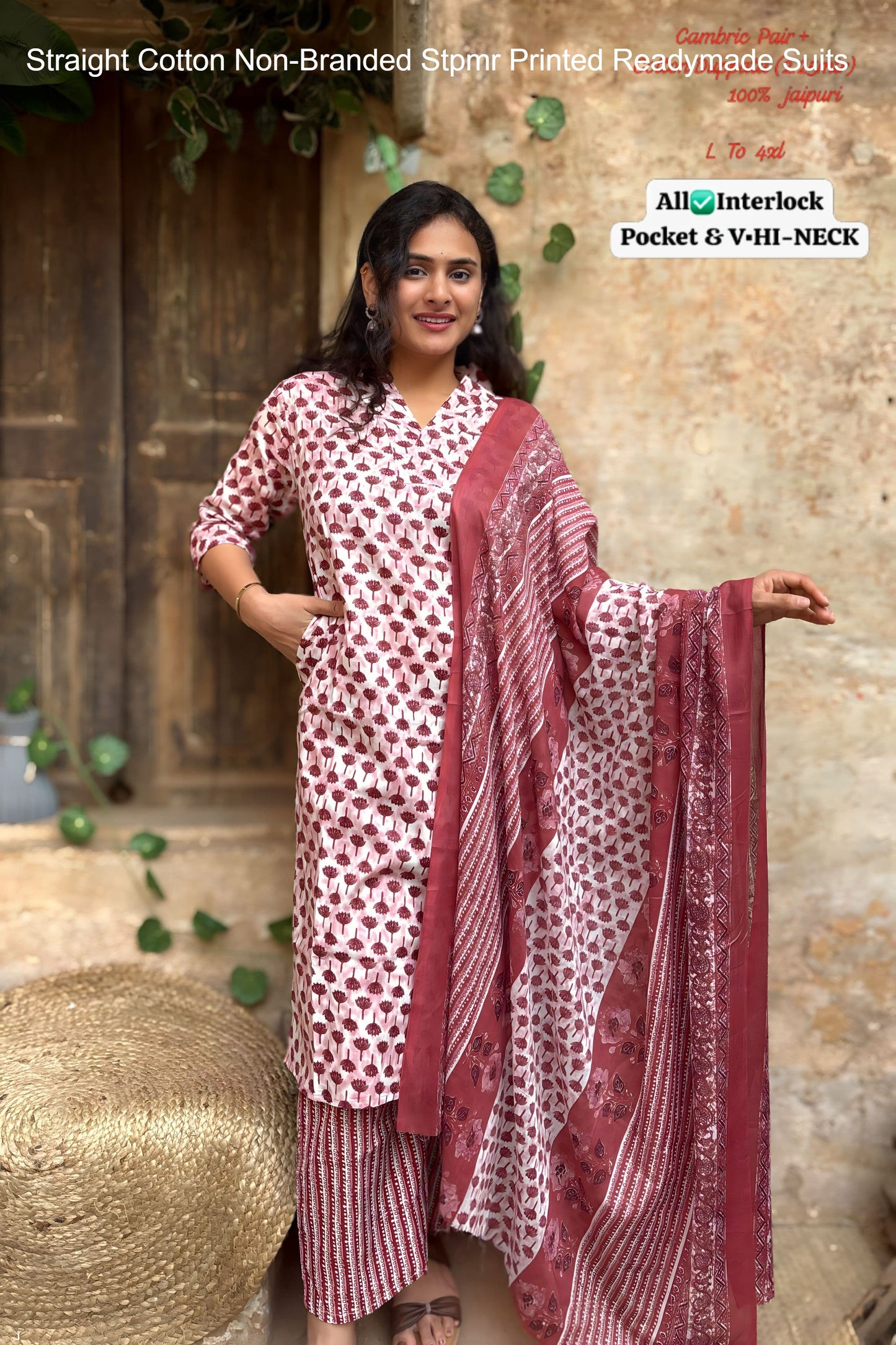 Straight Cotton Non-Branded Stpmr Printed Readymade Suits