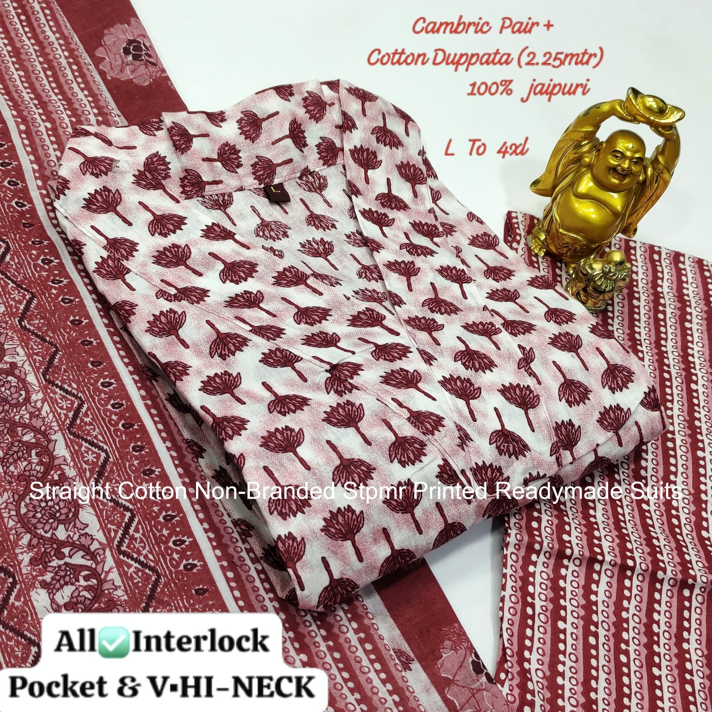 Straight Cotton Non-Branded Stpmr Printed Readymade Suits