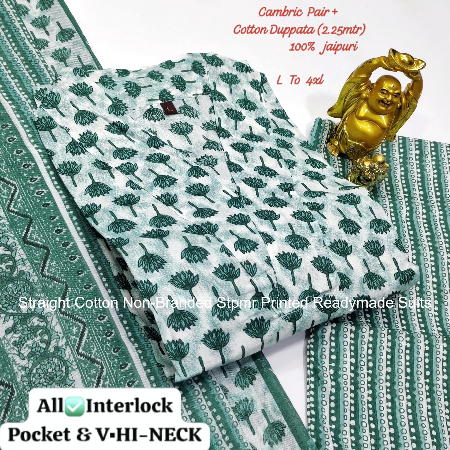 Straight Cotton Non-Branded Stpmr Printed Readymade Suits