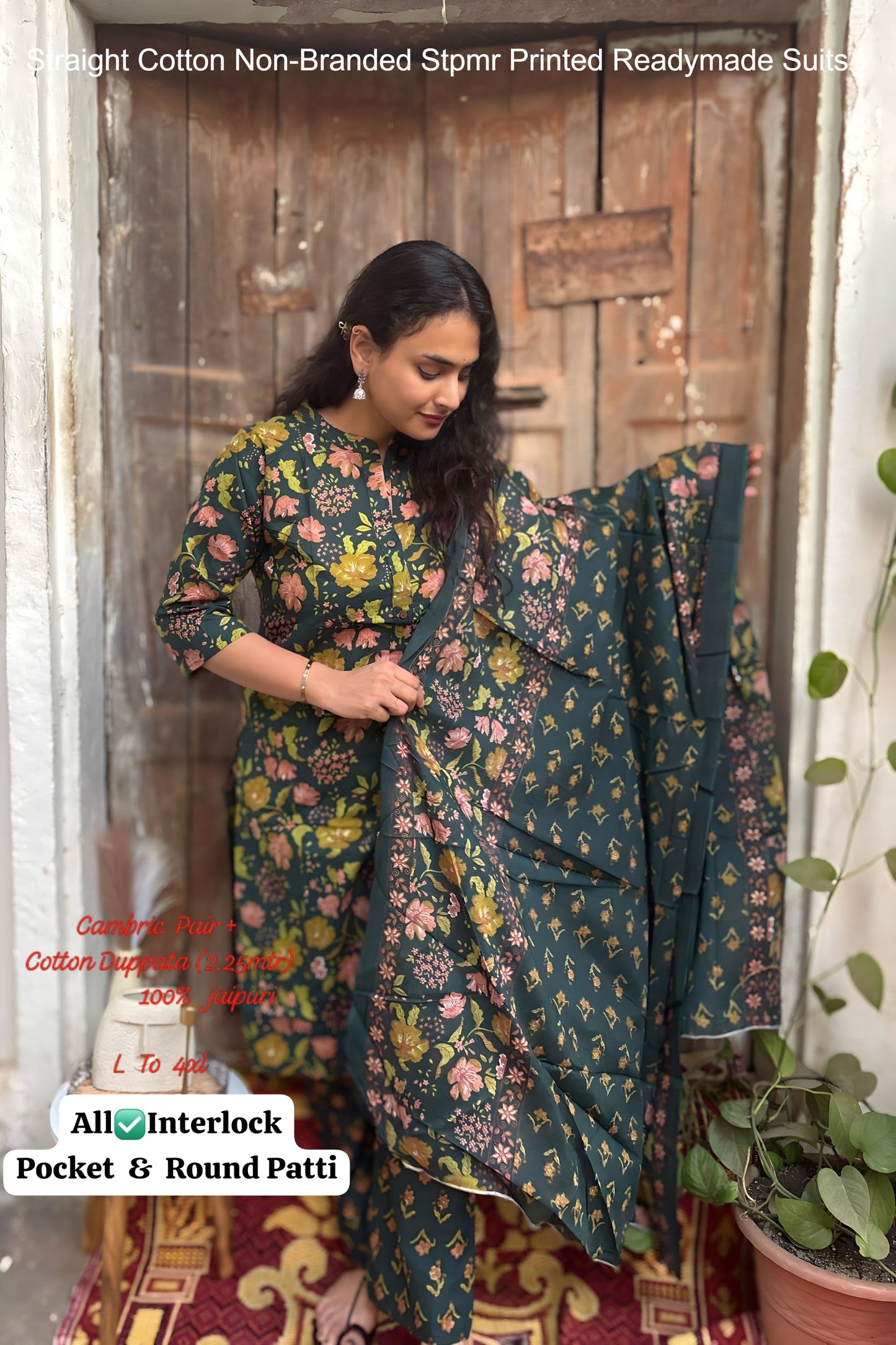 Straight Cotton Non-Branded Stpmr Printed Readymade Suits