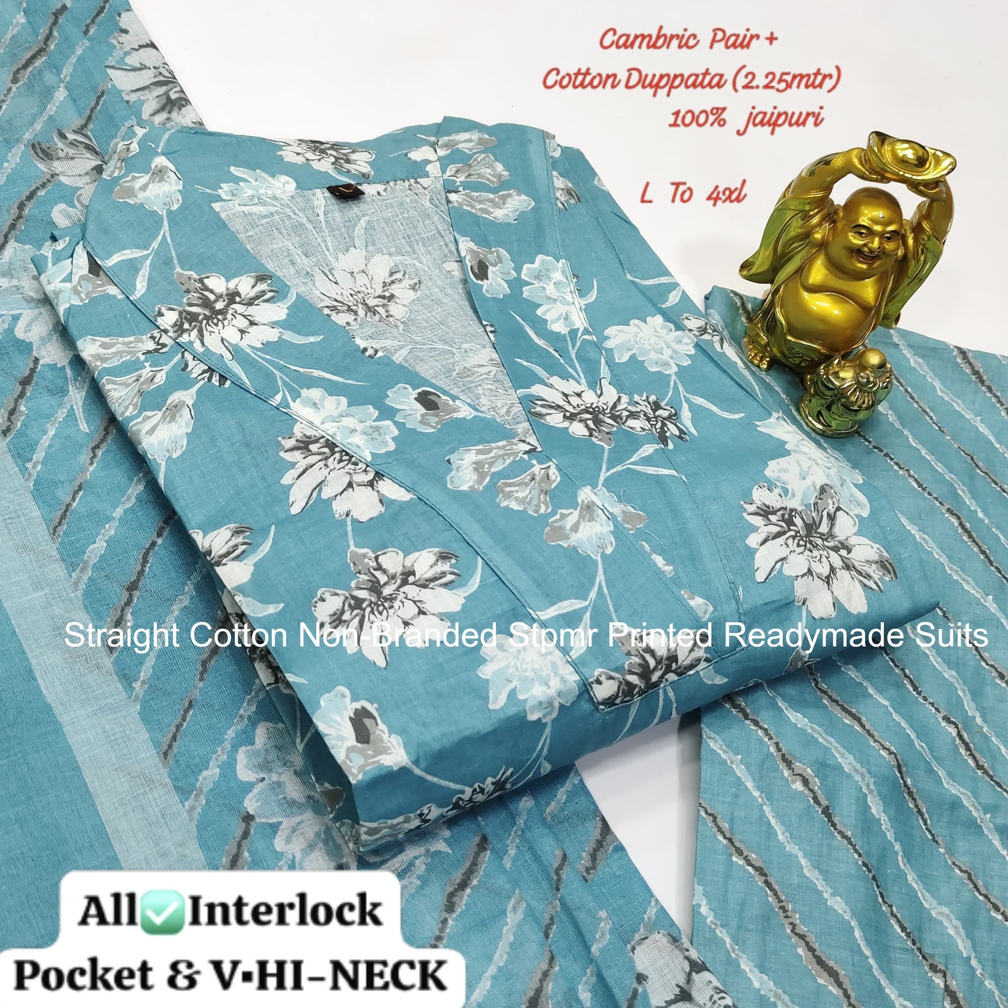 Straight Cotton Non-Branded Stpmr Printed Readymade Suits