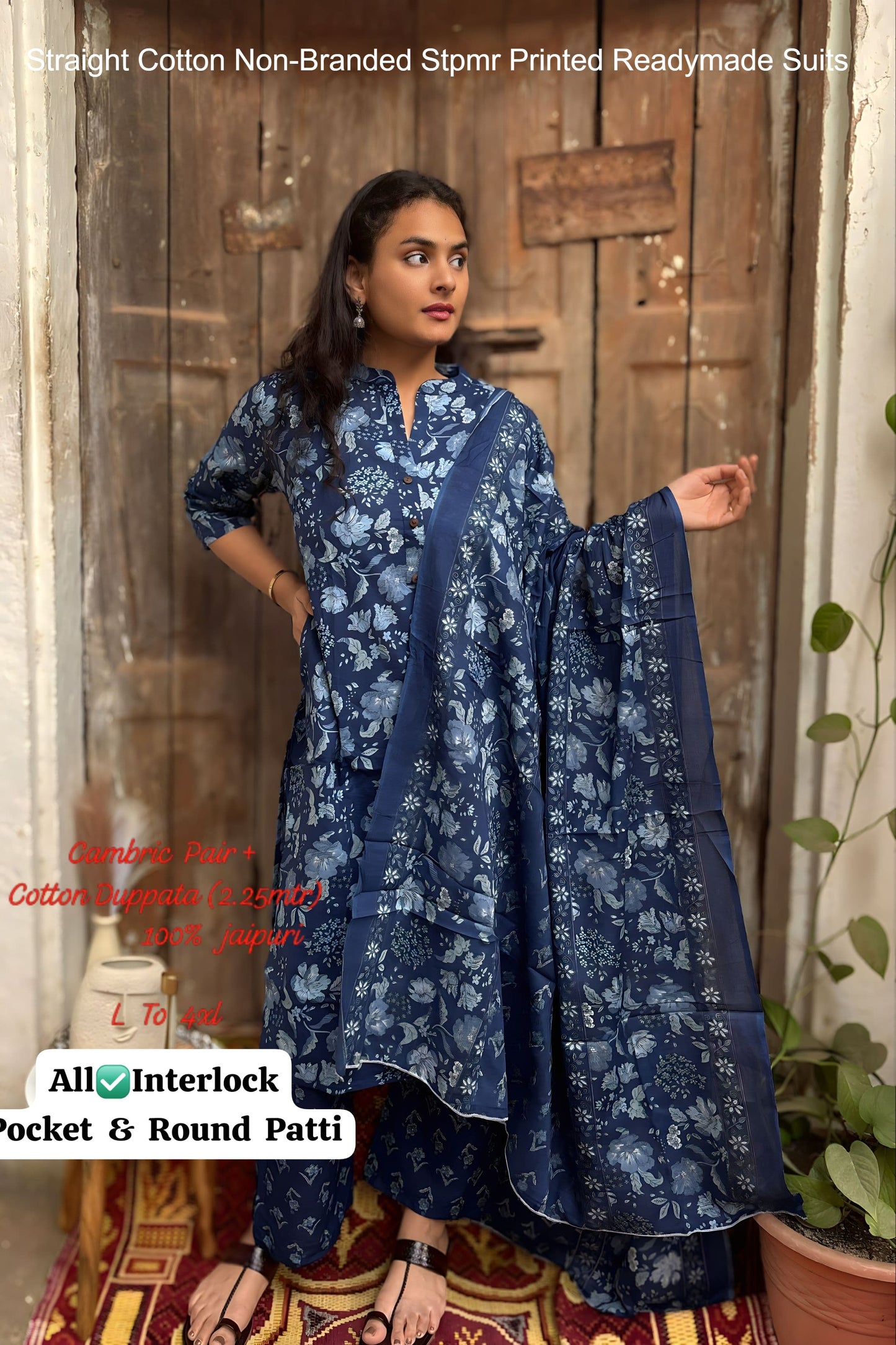 Straight Cotton Non-Branded Stpmr Printed Readymade Suits