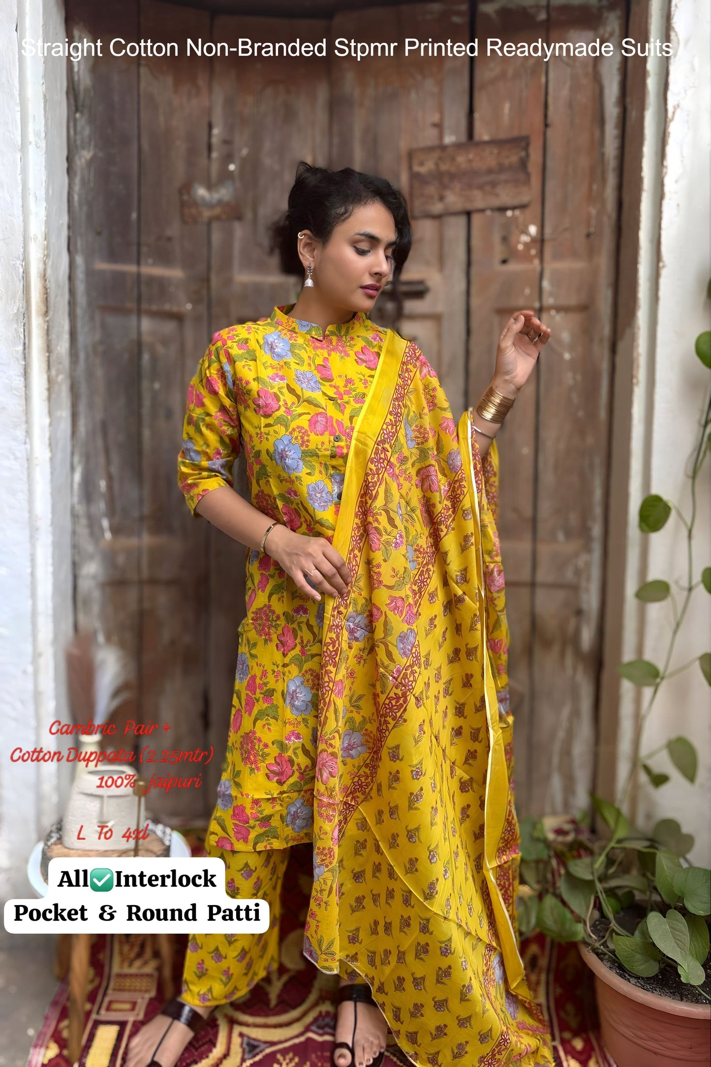 Straight Cotton Non-Branded Stpmr Printed Readymade Suits