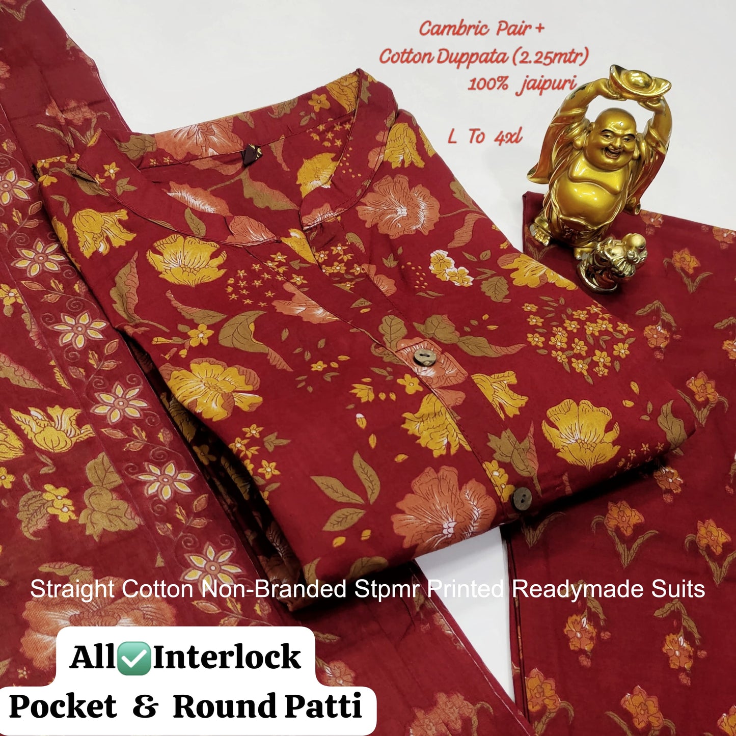 Straight Cotton Non-Branded Stpmr Printed Readymade Suits