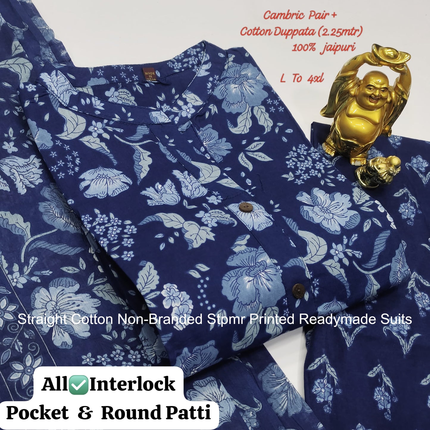 Straight Cotton Non-Branded Stpmr Printed Readymade Suits