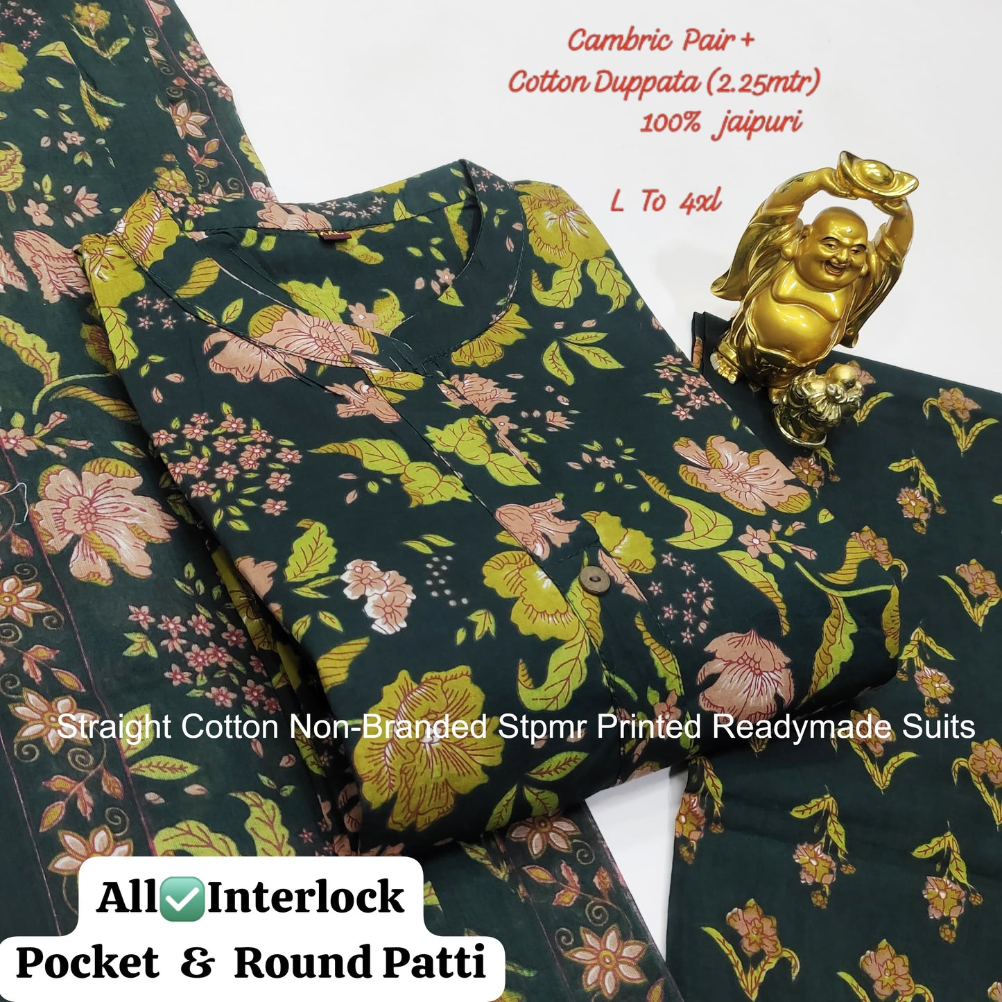 Straight Cotton Non-Branded Stpmr Printed Readymade Suits