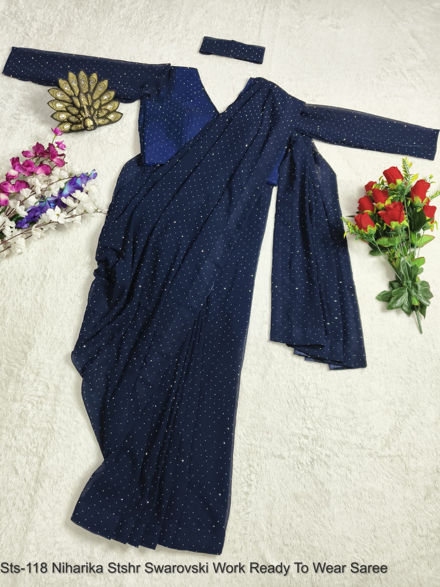 Sts-118 Niharika Stshr Swarovski Work Ready To Wear Saree