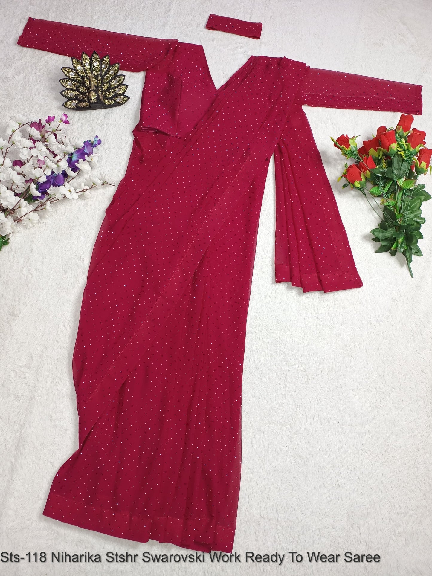 Sts-118 Niharika Stshr Swarovski Work Ready To Wear Saree