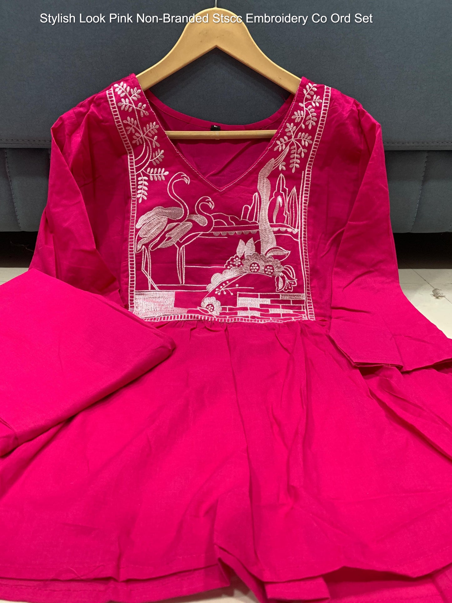 Stylish Look Pink Non-Branded Stscc Embroidery Co Ord Set