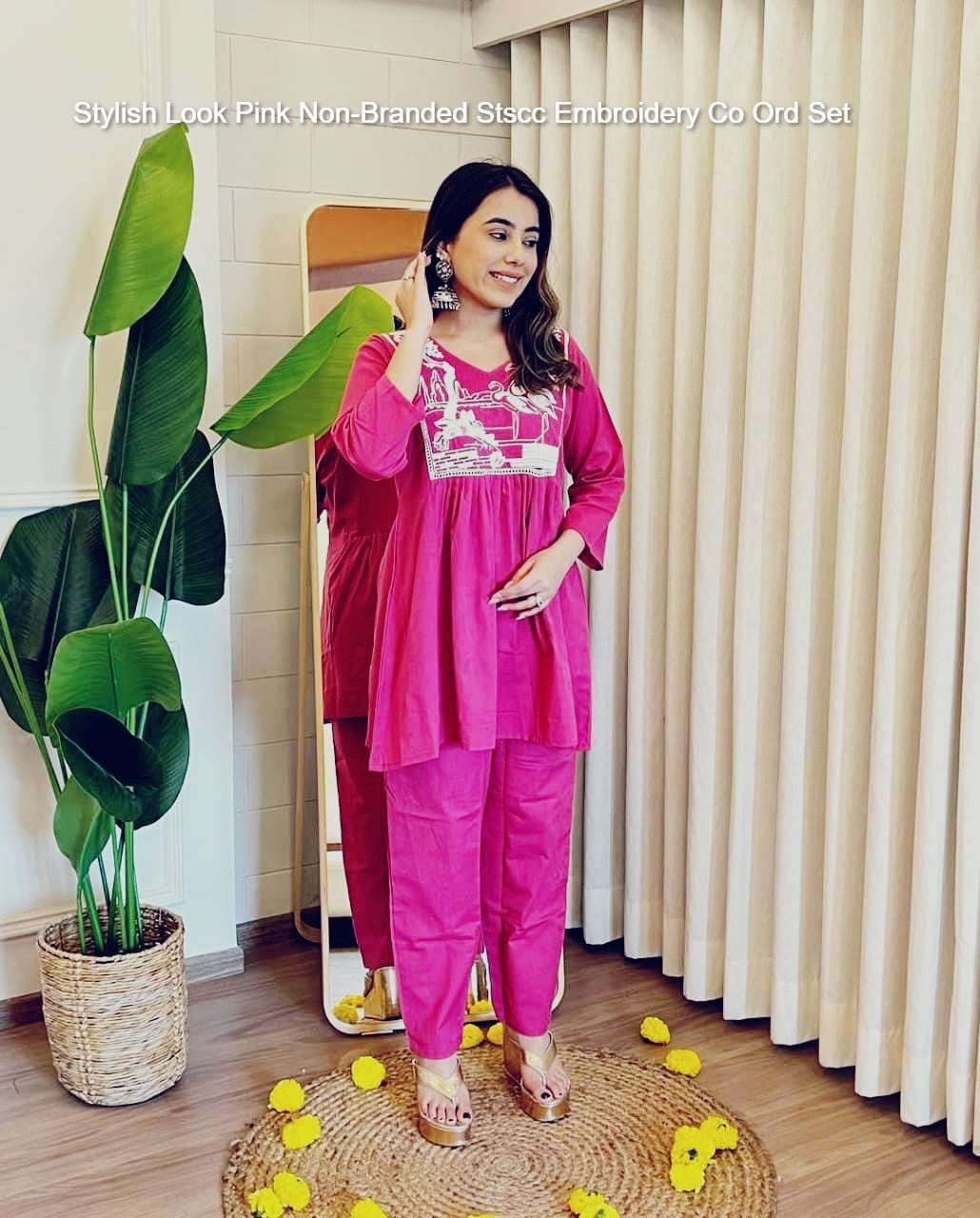 Stylish Look Pink Non-Branded Stscc Embroidery Co Ord Set