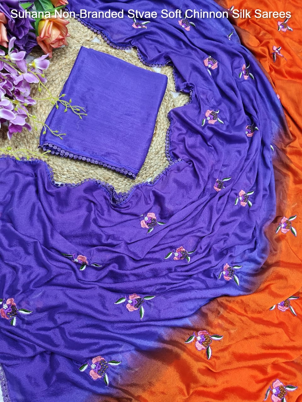 Suhana Non-Branded Stvae Soft Chinnon Silk Sarees