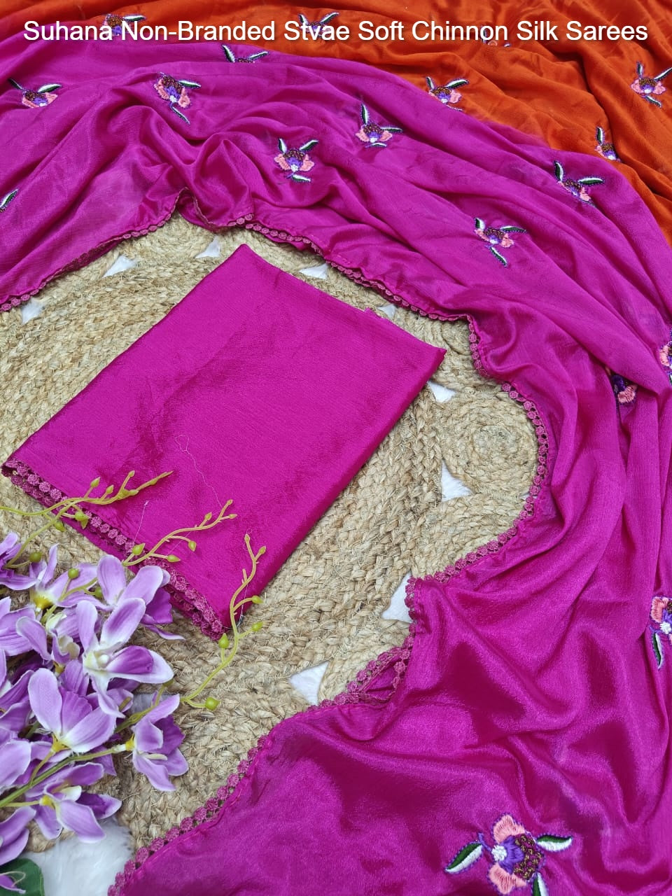Suhana Non-Branded Stvae Soft Chinnon Silk Sarees