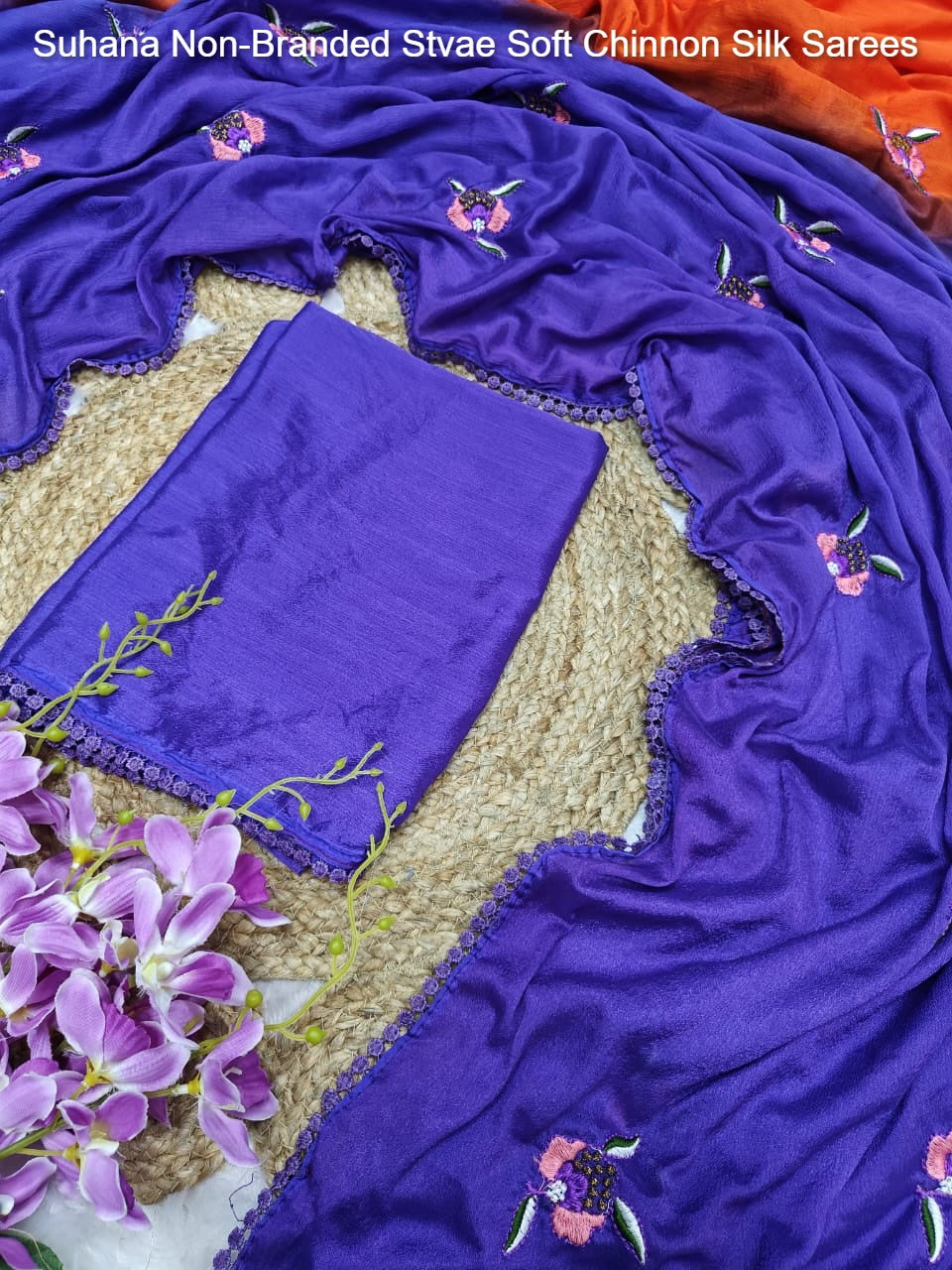Suhana Non-Branded Stvae Soft Chinnon Silk Sarees