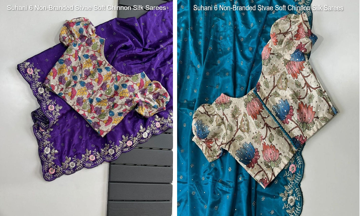 Suhani 6 Non-Branded Stvae Soft Chinnon Silk Sarees