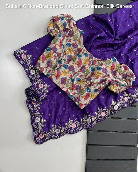 Suhani 6 Non-Branded Stvae Soft Chinnon Silk Sarees