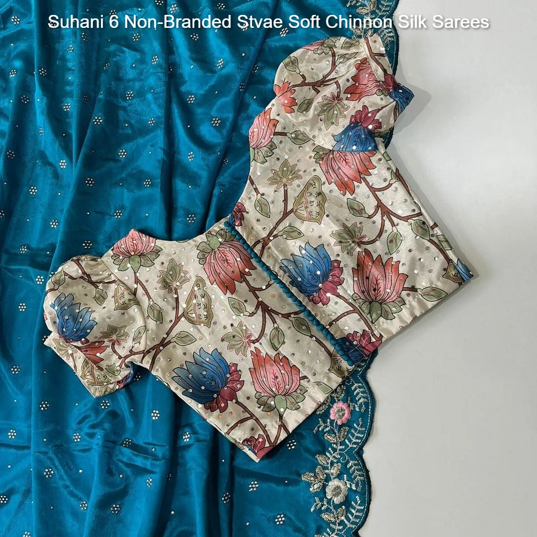 Suhani 6 Non-Branded Stvae Soft Chinnon Silk Sarees