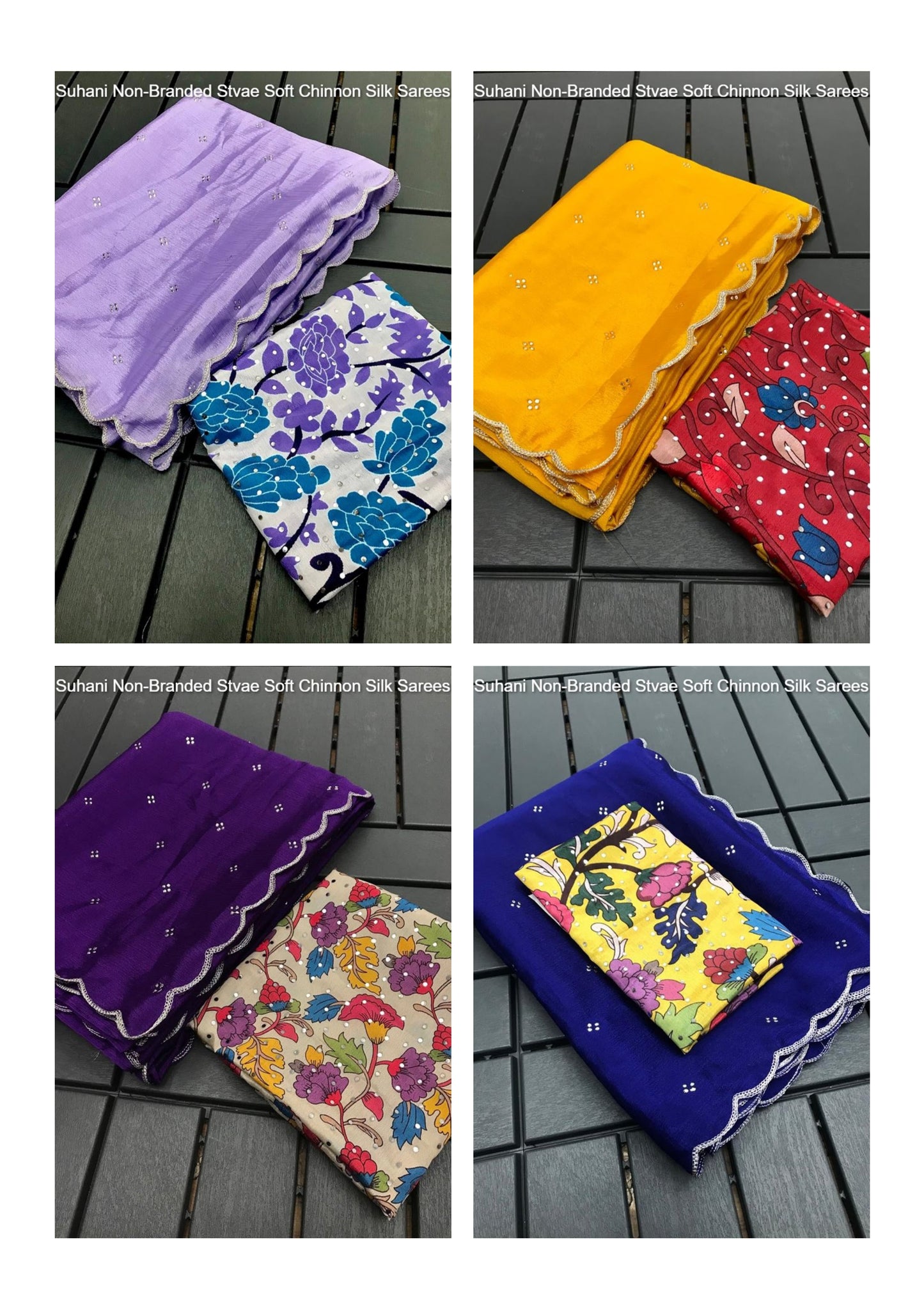 Suhani Non-Branded Stvae Soft Chinnon Silk Sarees