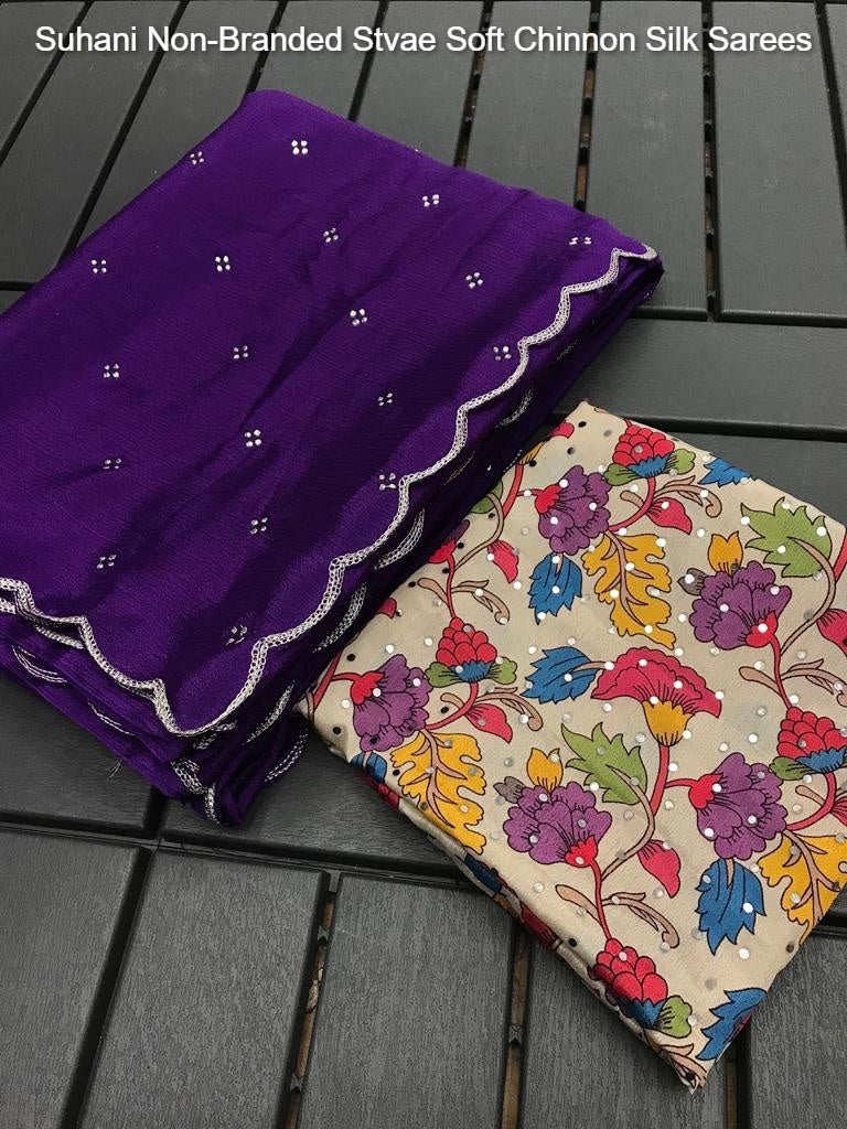 Suhani Non-Branded Stvae Soft Chinnon Silk Sarees