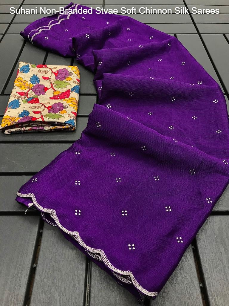 Suhani Non-Branded Stvae Soft Chinnon Silk Sarees