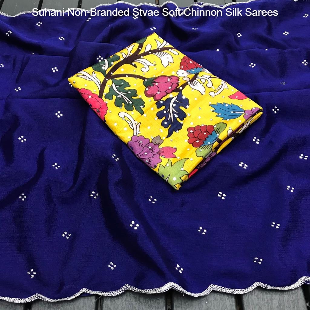 Suhani Non-Branded Stvae Soft Chinnon Silk Sarees