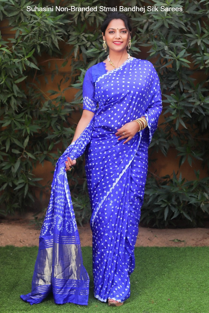 Suhasini Non-Branded Stmai Bandhej Silk Sarees