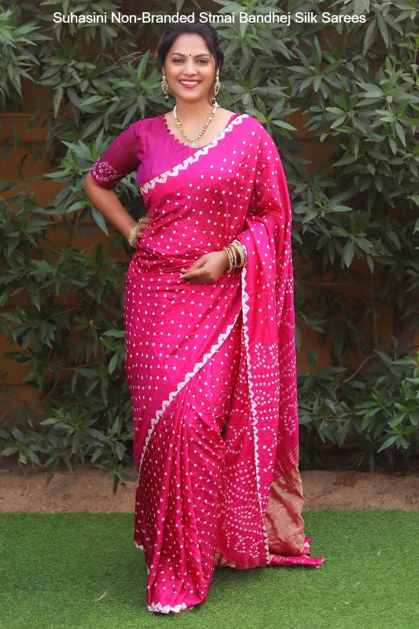 Suhasini Non-Branded Stmai Bandhej Silk Sarees