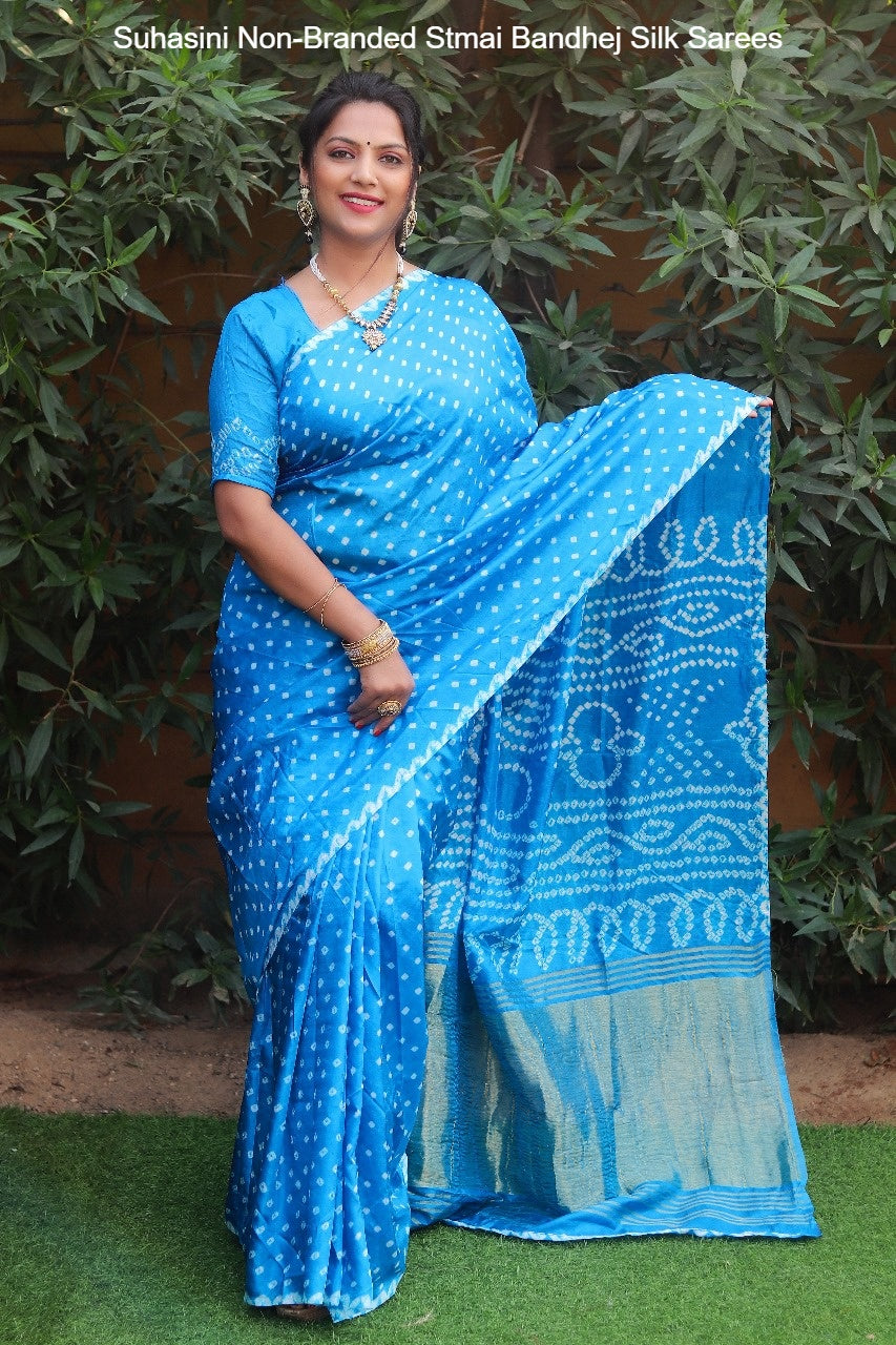 Suhasini Non-Branded Stmai Bandhej Silk Sarees