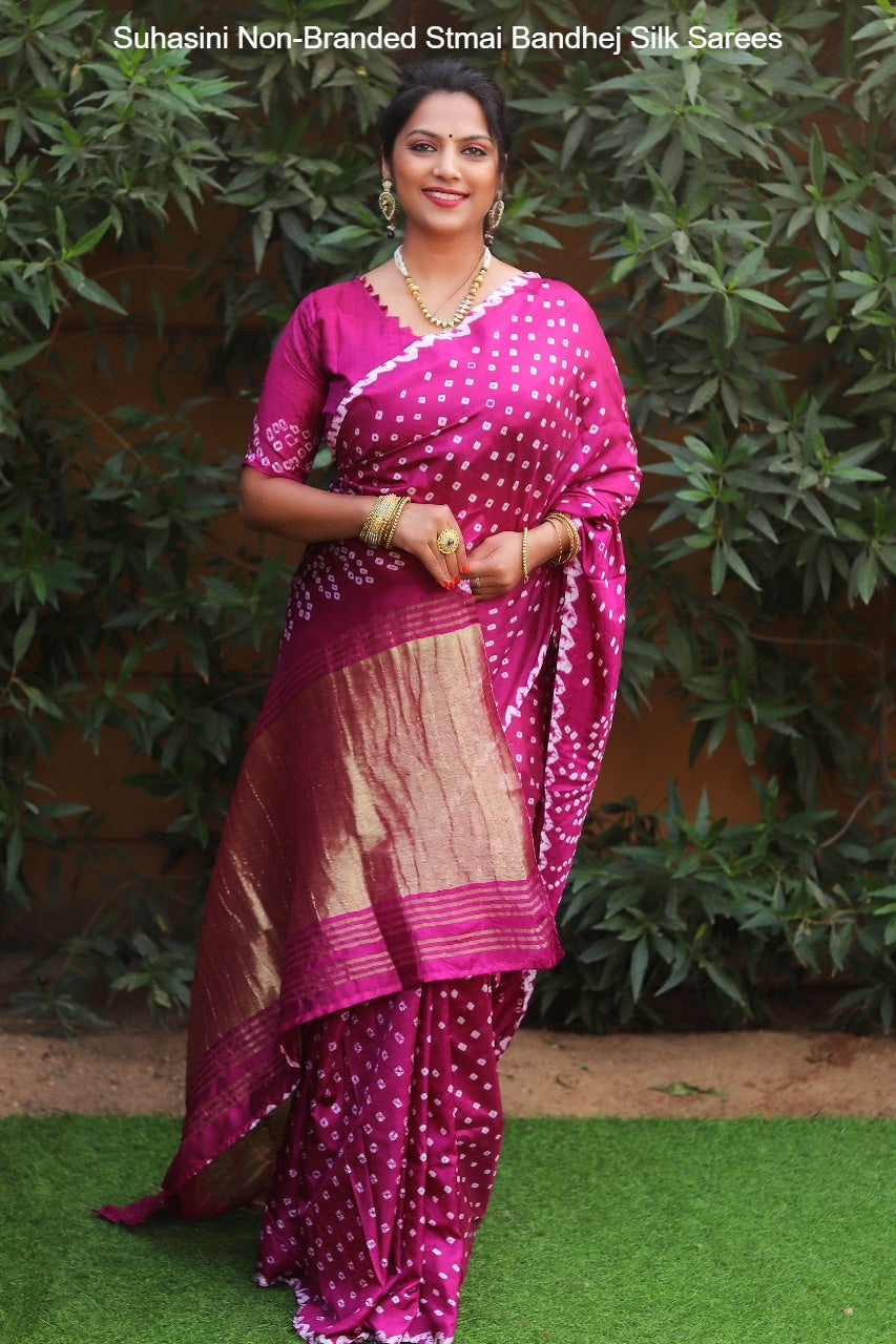 Suhasini Non-Branded Stmai Bandhej Silk Sarees