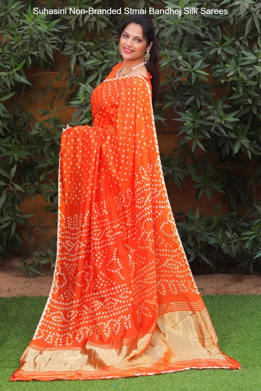 Suhasini Non-Branded Stmai Bandhej Silk Sarees