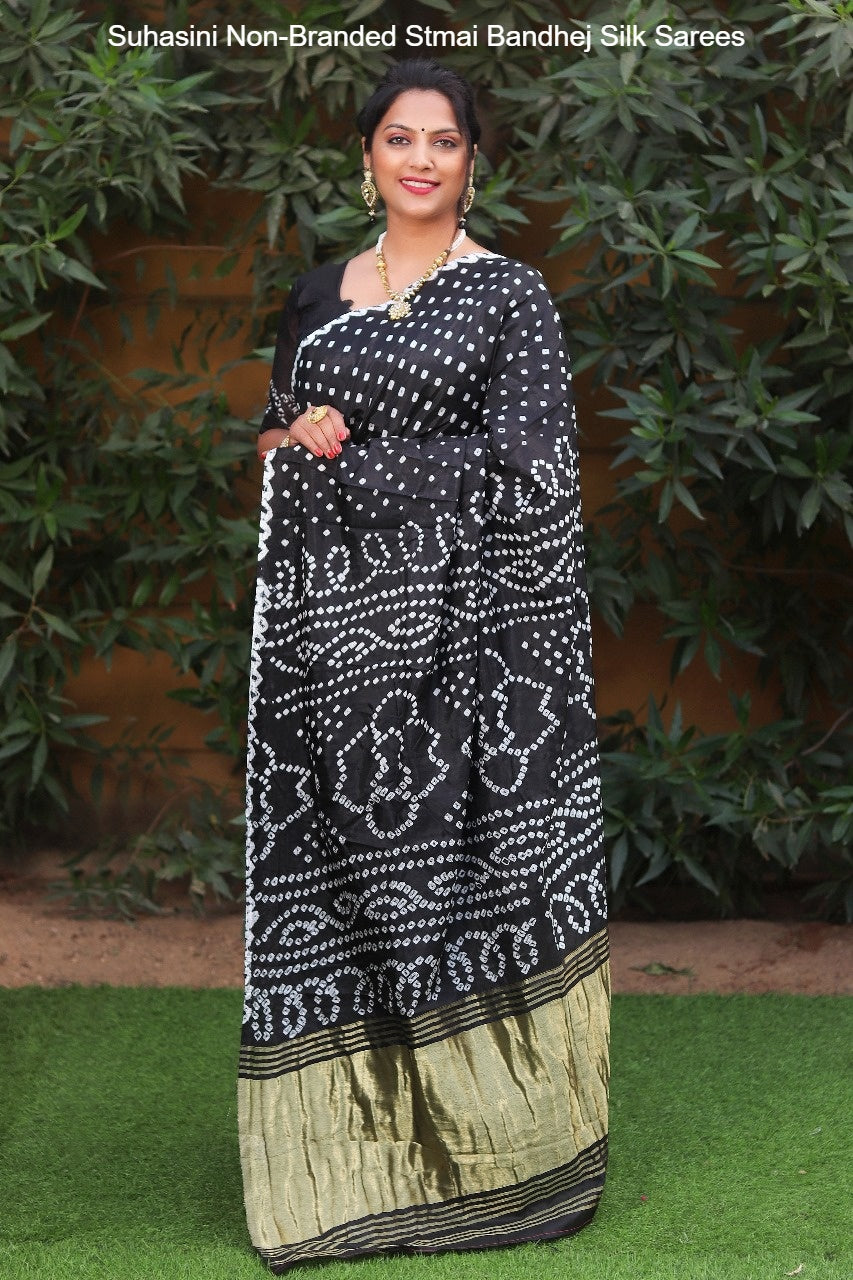 Suhasini Non-Branded Stmai Bandhej Silk Sarees