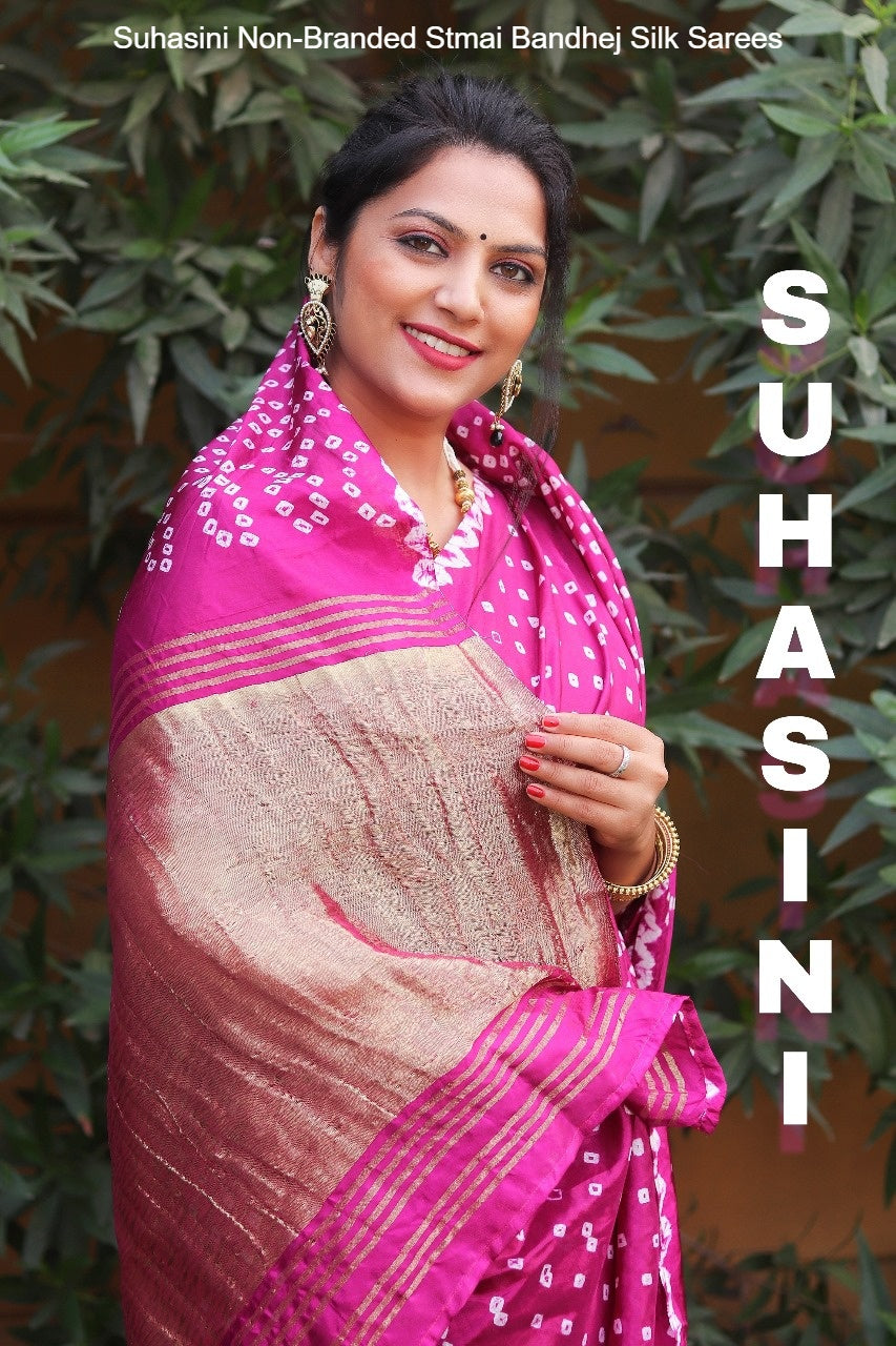 Suhasini Non-Branded Stmai Bandhej Silk Sarees