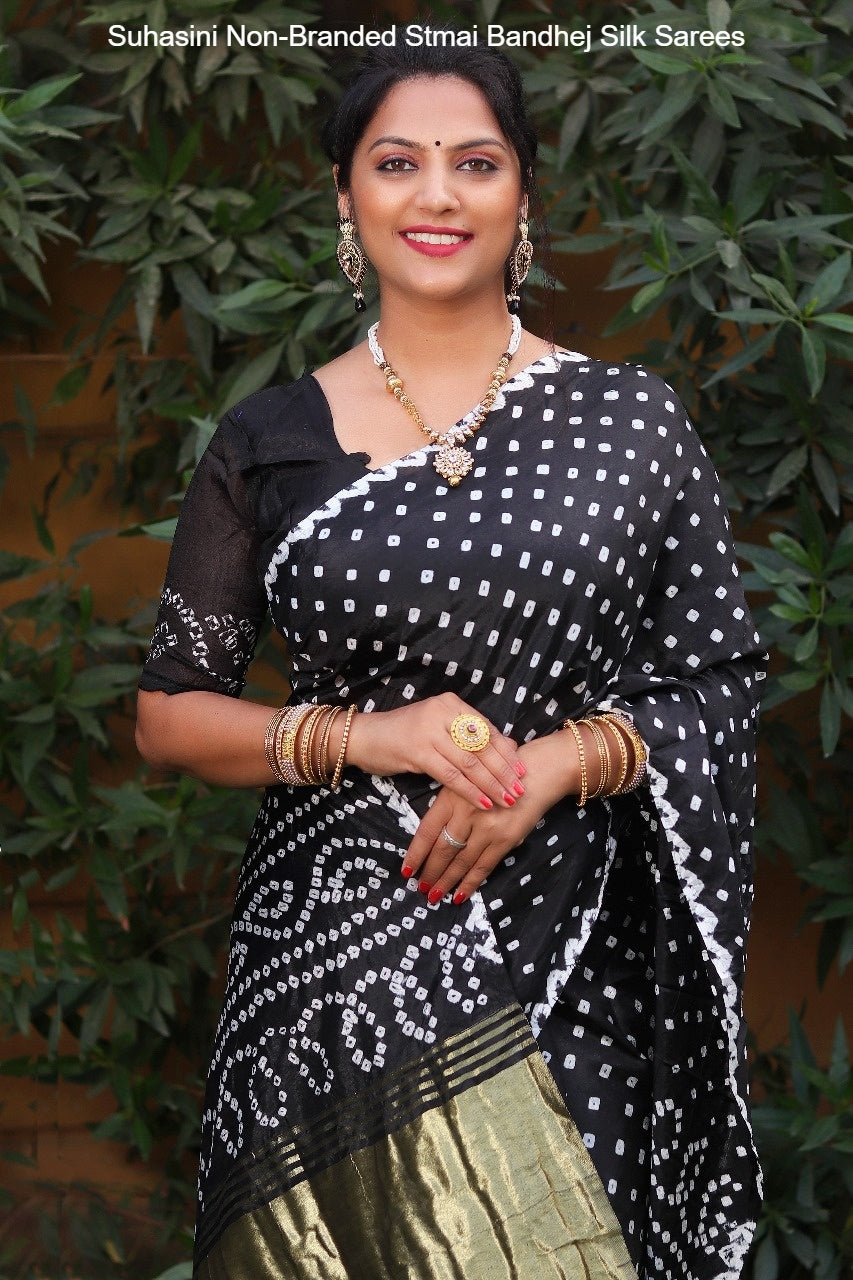 Suhasini Non-Branded Stmai Bandhej Silk Sarees