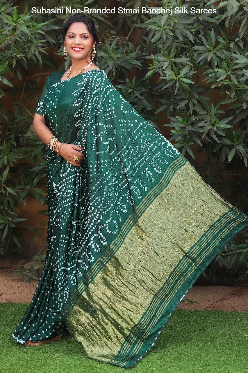 Suhasini Non-Branded Stmai Bandhej Silk Sarees