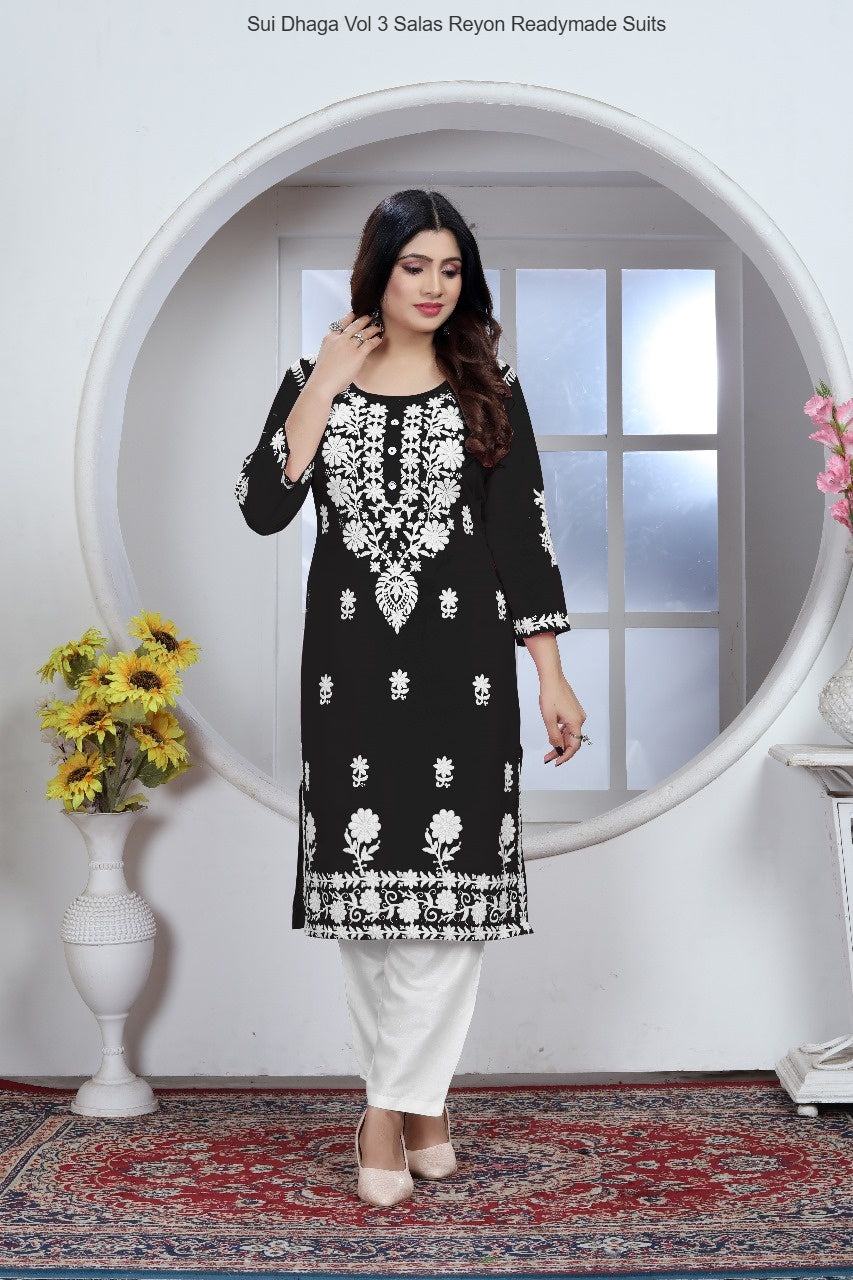 Sui Dhaga Vol 3 Black Salas Reyon Readymade Suits