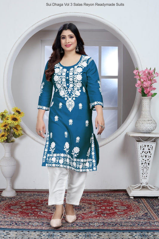 Sui Dhaga Vol 3 Blue Salas Reyon Readymade Suits