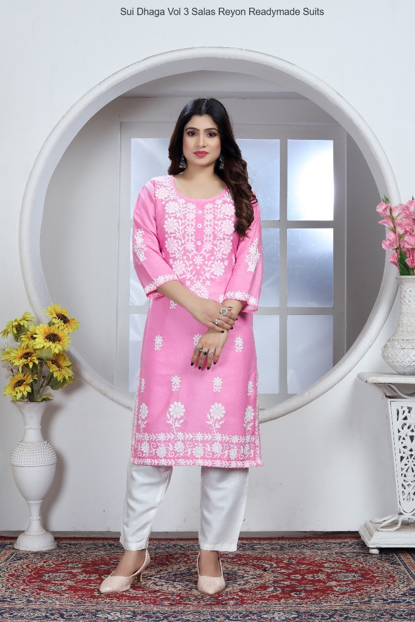 Sui Dhaga Vol 3 Pink Salas Reyon Readymade Suits