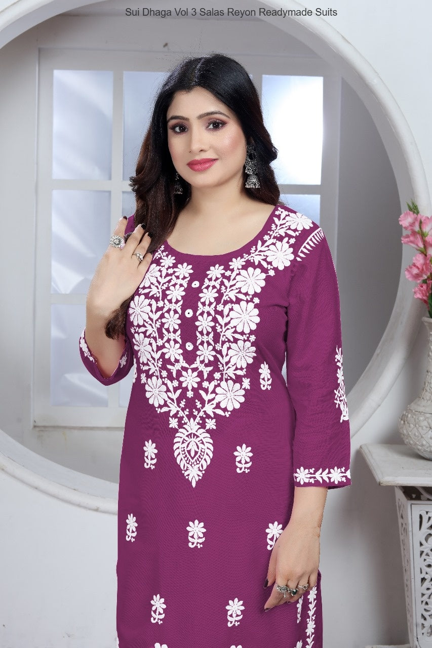Sui Dhaga Vol 3 Purple Salas Reyon Readymade Suits