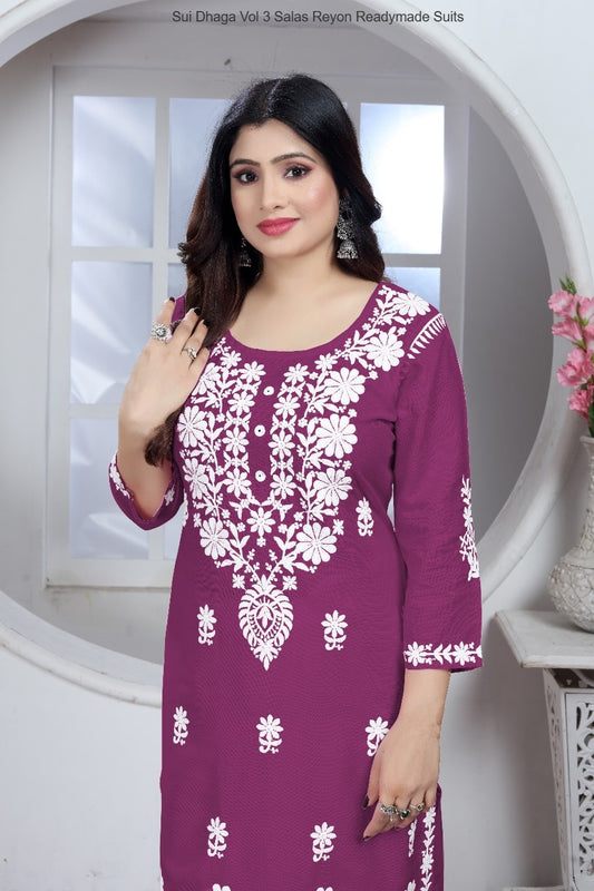 Sui Dhaga Vol 3 Purple Salas Reyon Readymade Suits