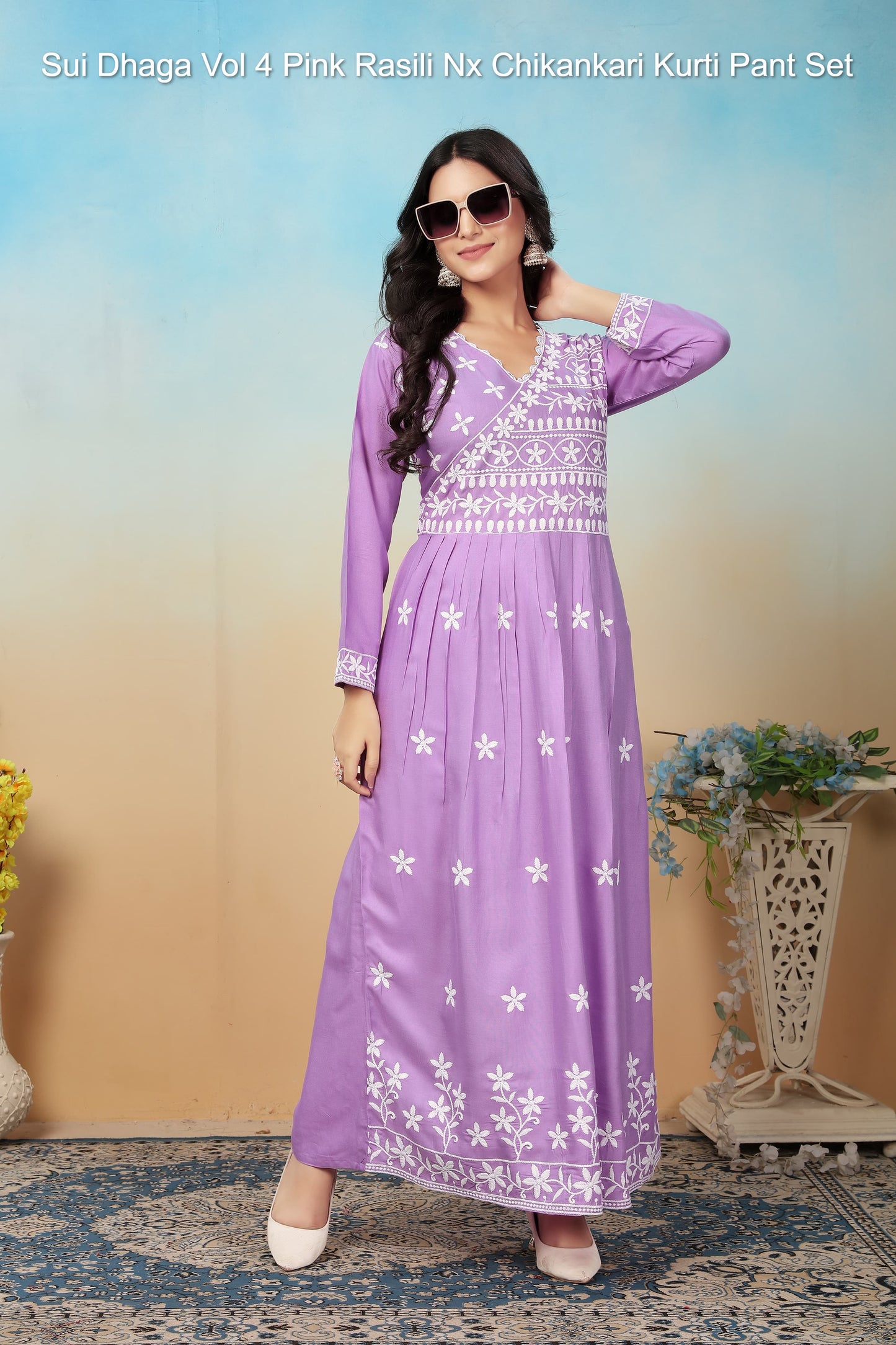 Sui Dhaga Vol 4 Purple Rasili Nx Chikankari Kurti Pant Set